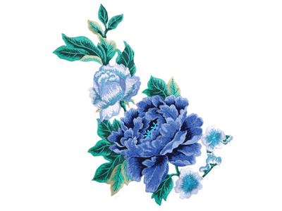 CARA EMBROIDERED FLOWER MOTIF MID SKY 